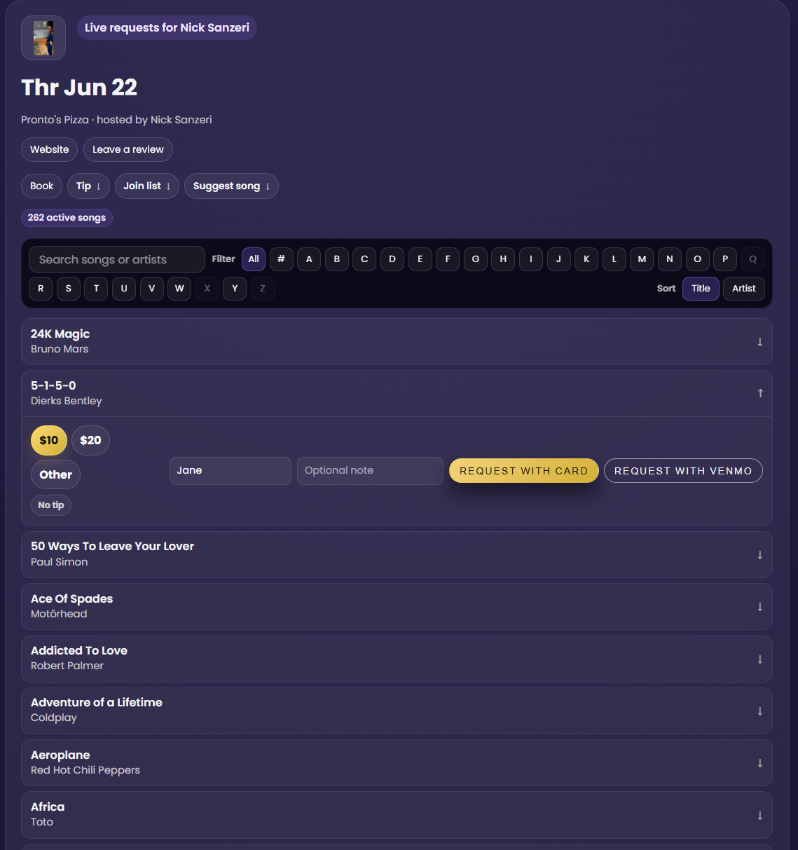 SetMaxx public request page